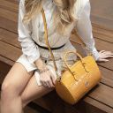 Layla Croc Print Leather Duffle bag White TL142398