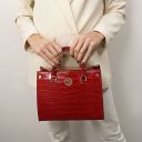 Croque Bolso a Mano en Piel Efecto Coco Rojo TL142504