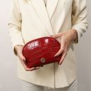 Vera Croc Print Leather Toiletry Case Coffee TL142514