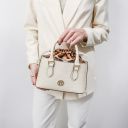 Croque Croc Print Leather Handbag Black TL142510