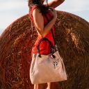 TL KeyLuck Woven Printed Leather Shopping bag Dark Brown TL141573