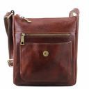 Jimmy Leather Crossbody bag for men With Front Pocket Dark Brown TL141407