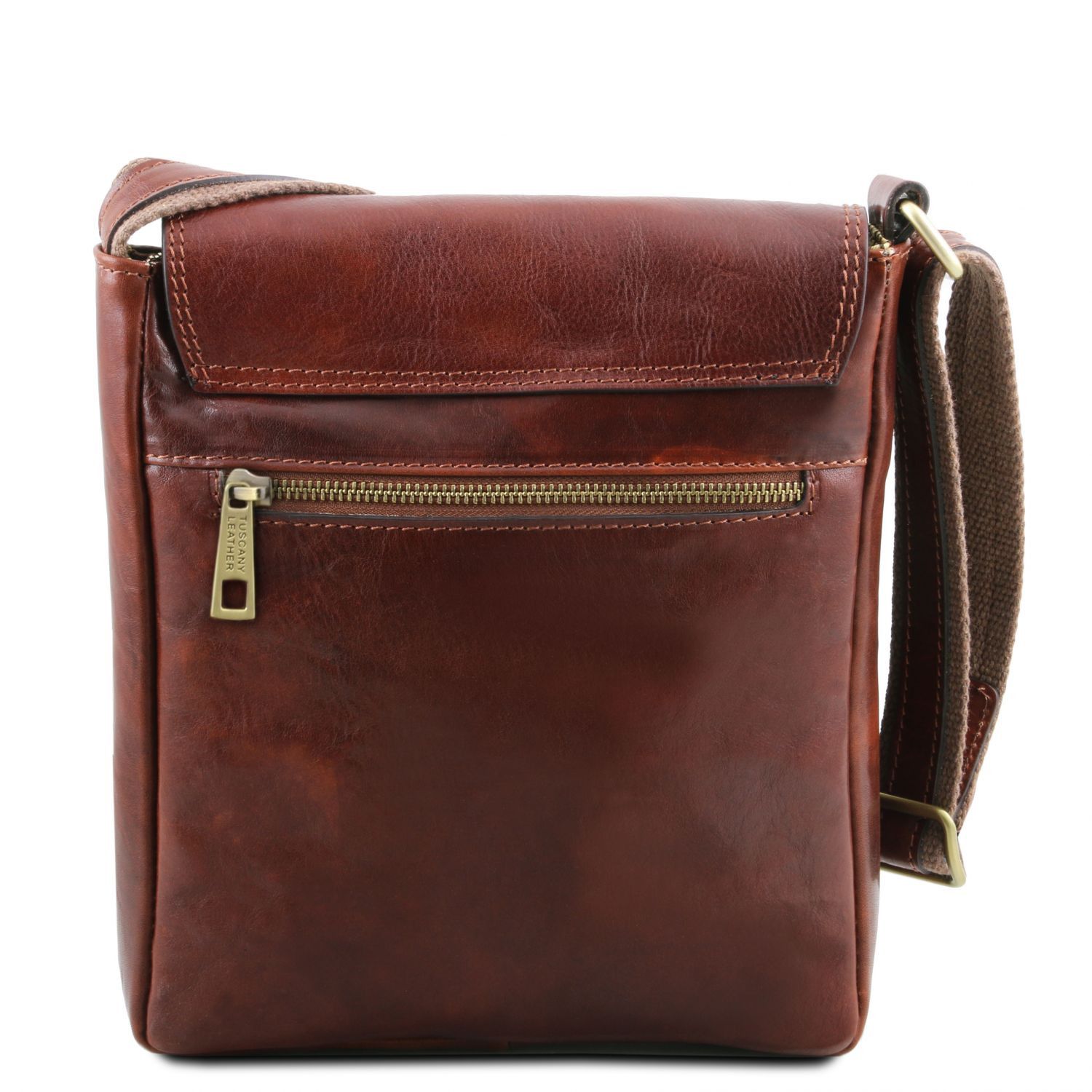 Jimmy - Leather Crossbody bag for men With Front Pocket Dark Brown TL141407