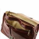 Mantova Leather Multi Compartment TL SMART Briefcase With Flap Brown TL141450