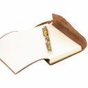 Leather Travel Diary With Floral Pattern Dark Taupe TL141672