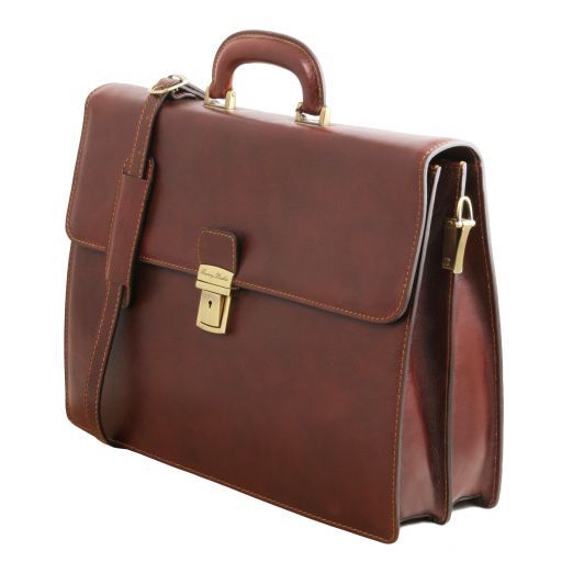 Parma - Leather Briefcase 2 Compartments Red TL141350