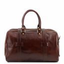 TL Voyager Leather Travel bag With Front Straps - Small Size Dark Brown TL141249