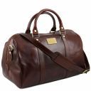 TL Voyager Travel Leather Duffle bag With Pocket on the Back Side - Small Size Honey TL141250