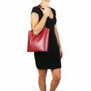 Patty Saffiano Leather Convertible Backpack Shoulderbag Red TL141455