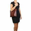 Patty Leather Convertible Backpack Shoulderbag Dark Brown TL141497