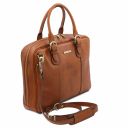 Matera Leather Multi Compartment Briefcase Brown TL142080