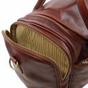 TL Voyager Reisetasche aus Leder mit 2 Reissverschluss Seitentaschen - Klein Dunkelbraun TL142142