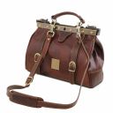 Monalisa Doctor Gladstone Leather bag With Front Straps Dark Brown TL10034