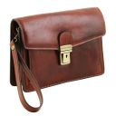 Tommy Exclusive Leather Handy Wrist bag for men Dark Brown TL141442