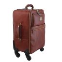 Business 4 Wheels Leather Trolley and Leather TL SMART Laptop Briefcase Dark Brown TL142271