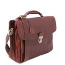 Business 4 Wheels Leather Trolley and Leather TL SMART Laptop Briefcase Темно-коричневый TL142271