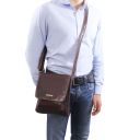 Jimmy Leather Crossbody bag for men With Front Pocket Black TL141407