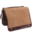 Messenger double Tasche mit Laptopfach aus Leder Braun TL90475