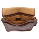 Messenger double Crossbody Leather bag Brown TL90475