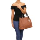 TL KeyLuck Woven Printed Leather Shopping bag Blue TL141573
