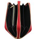 Mira Doppel Rundum-Reißverschluss Damenbrieftasche aus Leder Lipstick Rot TL142331