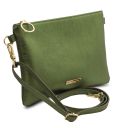 TL Bag Metallic Soft Leather Clutch Forest Green TL141988