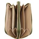 Mira Doppel Rundum-Reißverschluss Damenbrieftasche aus Leder Tannengrün TL142331