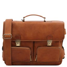 Ventimiglia Borsa Multiscomparto da Lavoro con Tasche Frontali in Pelle Naturale TL142069
