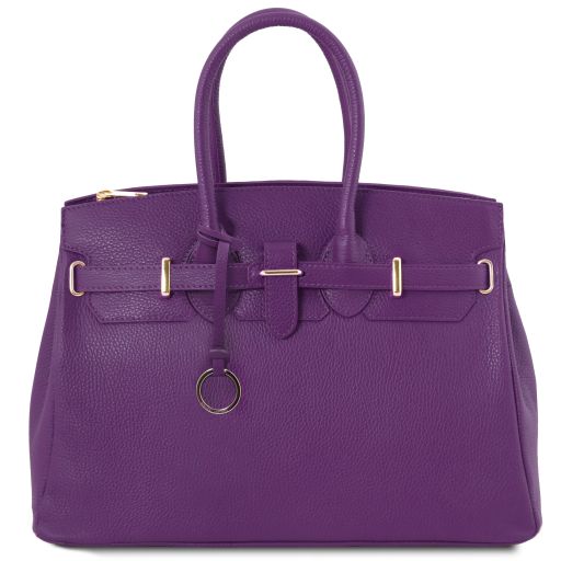 TL Bag Leather Handbag With Golden Hardware Purple TL141529