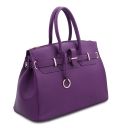 TL Bag Leather Handbag With Golden Hardware Purple TL141529