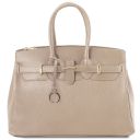 TL Bag Handtasche aus Leder mit Goldfarbenen Beschläge Hell Taupe TL141529