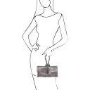 TL Bag Clutch aus Metallic-Leder Silver TL141993