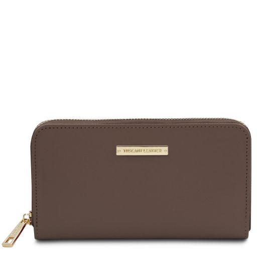 Ilizia Elegante Cartera en Piel con Cremallera en el Contorno Marrón topo oscuro TL142317