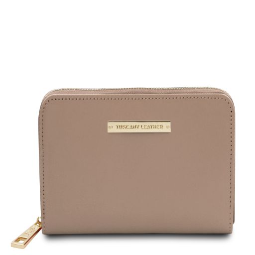 Leda Exclusive zip Around Leather Wallet Light Taupe TL142320