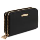 Gaia Portafogli in Pelle con Doppia zip Around Nero TL142343
