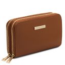 Gaia Double zip Around Leather Wallet Cognac TL142343