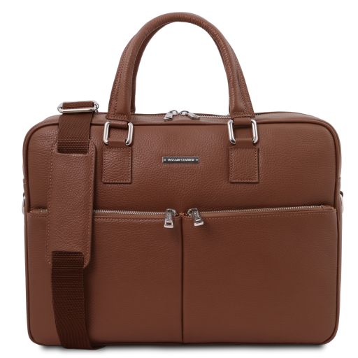 Treviso Leather Laptop Briefcase Brown TL141986