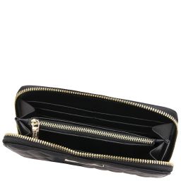 Penelope Elégant Portefeuille en Cuir Souple Entièrement Zippée Noir TL142316