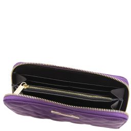 Penelope Elegante Cartera en Piel Suave con Cremallera en el Contorno Violeta TL142316