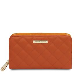 Ada Double zip Around Soft Leather Wallet Orange TL142349