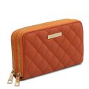 Ada Double zip Around Soft Leather Wallet Orange TL142349