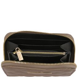 Teti Elegante Cartera en Piel Suave con Cremallera en el Contorno Marrón topo TL142319