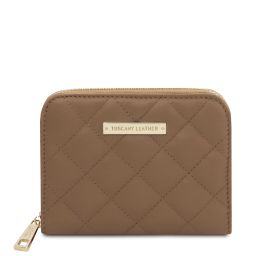 Teti Elégant Portefeuille en Cuir Souple Entièrement Zippée Taupe clair TL142319