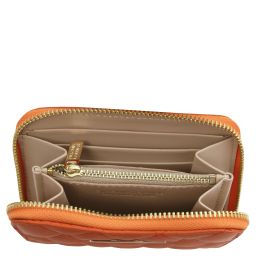Teti Exklusive Damenbrieftasche aus Weichem Leder mit Rundum-Reißverschluss Orange TL142319