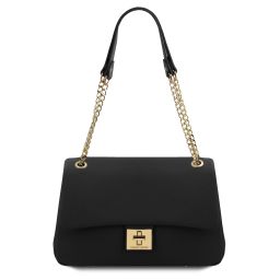 Elettra Sac Bandoulière en Cuir Souple Noir TL142353