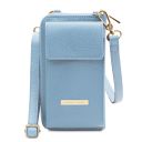 TL Bag Portafoglio/portacellulare in Pelle con Tracolla Celeste TL142323