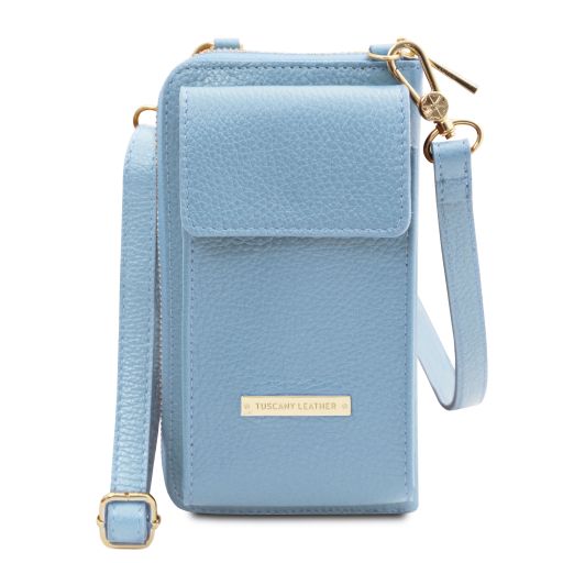 TL Bag Portefeuille/supporte Pour Téléphone en Cuir Avec Bandoulière Bleu céleste TL142323