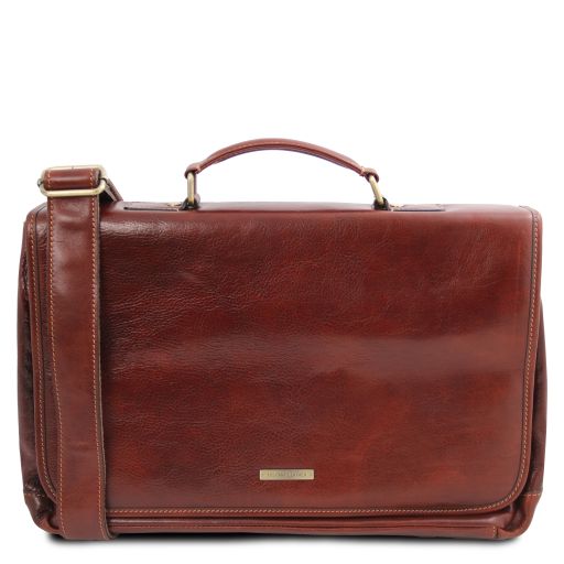 Mantova Leather Multi Compartment TL SMART Briefcase With Flap Коричневый TL140326