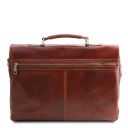 Mantova Leather Multi Compartment TL SMART Briefcase With Flap Brown TL140326