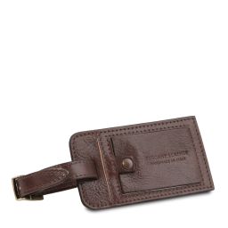 Etiquette de Bagage en Cuir Marron foncé TLTAG